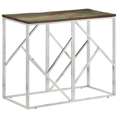 Mesa consola acero inoxidable madera maciza reciclada plateada by vidaXL, Side tables - Ref: Foro24-349992, Price: 86,38 €, D...