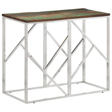 Mesa consola acero inoxidable madera maciza reciclada plateada by vidaXL, Side tables - Ref: Foro24-349992, Price: 85,63 €, D...