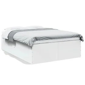 White engineered wood bed frame 135x190 cm by vidaXL, Beds and slatted bases - Ref: Foro24-3280944, Price: 142,73 €, Discount: %