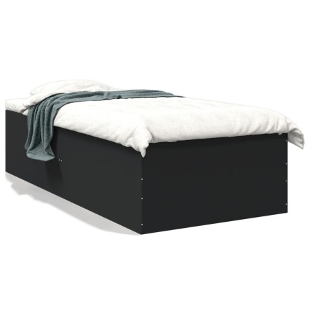 Black engineered wood bed frame 90x190 cm by vidaXL, Beds and slatted bases - Ref: Foro24-3280973, Price: 110,23 €, Discount: %