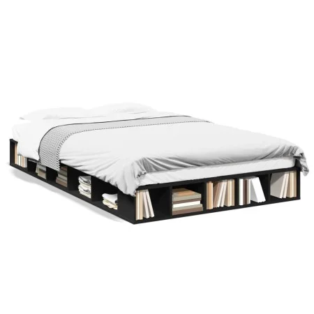 Black engineered wood bed frame 120x200 cm by vidaXL, Beds and slatted bases - Ref: Foro24-3280483, Price: 163,06 €, Discount: %