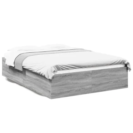 Sonoma gray engineered wood bed frame 120x190 cm by vidaXL, Beds and slatted bases - Ref: Foro24-3281047, Price: 117,07 €, Di...