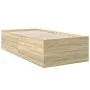 Sonoma oak engineered wood bed frame 90x200 cm by vidaXL, Beds and slatted bases - Ref: Foro24-3280967, Price: 107,21 €, Disc...