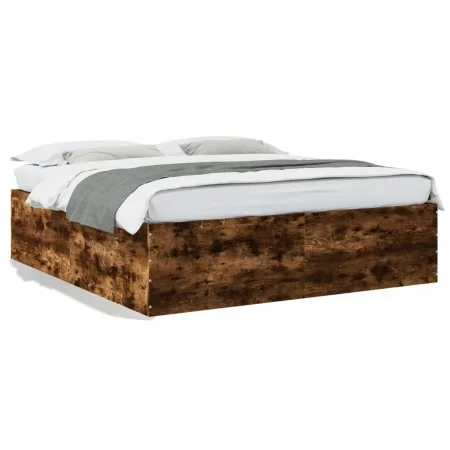 Smoked oak engineered wood bed frame 180x200cm by vidaXL, Beds and slatted bases - Ref: Foro24-3280906, Price: 155,63 €, Disc...