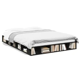 Black engineered wood bed frame 150x200 cm by vidaXL, Beds and slatted bases - Ref: Foro24-3280469, Price: 155,42 €, Discount: %