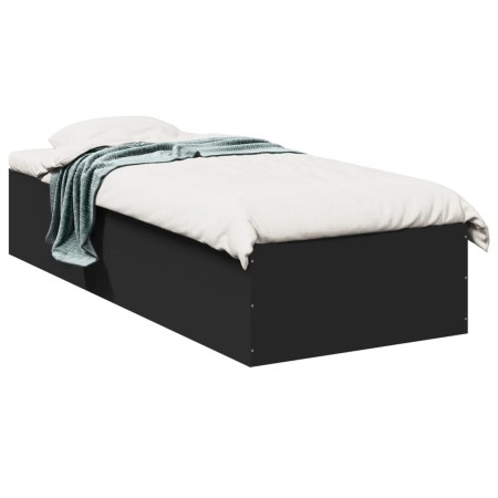Black engineered wood bed frame 90x190 cm by vidaXL, Beds and slatted bases - Ref: Foro24-3281064, Price: 94,97 €, Discount: %