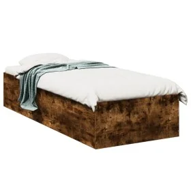 Smoke oak engineered wood bed frame 100x200 cm by vidaXL, Beds and slatted bases - Ref: Foro24-3281053, Price: 96,65 €, Disco...