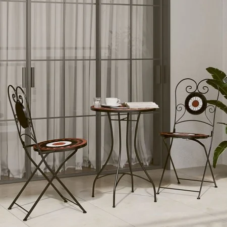 Spiel aus Bistro-Mosaik aus Eisen, Keramik, Terrakotta und Weiß von vidaXL, Gartensets - Ref: Foro24-3216355, Preis: 199,01 €...