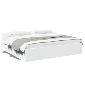 White engineered wood bed frame 200x200 cm by vidaXL, Beds and slatted bases - Ref: Foro24-3280986, Price: 144,44 €, Discount: %