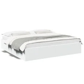 White engineered wood bed frame 200x200 cm by vidaXL, Beds and slatted bases - Ref: Foro24-3280986, Price: 142,72 €, Discount: %