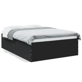 Black engineered wood bed frame 120x190 cm by vidaXL, Beds and slatted bases - Ref: Foro24-3280952, Price: 139,17 €, Discount: %