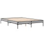 Estructura cama madera ingeniería metal gris Sonoma 140x200 cm de vidaXL, Camas y somieres - Ref: Foro24-845019, Precio: 91,9...