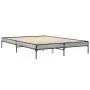 Sonoma gray metal engineered wood bed frame 140x200 cm by vidaXL, Beds and slatted bases - Ref: Foro24-845019, Price: 81,55 €...