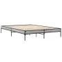 Sonoma gray metal engineered wood bed frame 140x200 cm by vidaXL, Beds and slatted bases - Ref: Foro24-845019, Price: 81,55 €...