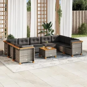Set de sofás de jardín 10 pzas con cojines ratán sintético gris by vidaXL, Garden sets - Ref: Foro24-3261984, Price: 702,50 €...