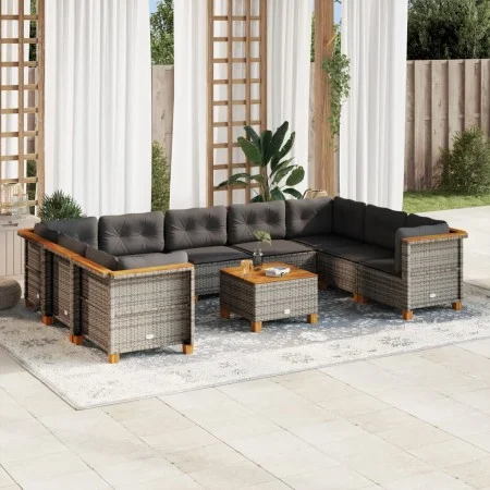 Set de sofás de jardín 10 pzas con cojines ratán sintético gris by vidaXL, Garden sets - Ref: Foro24-3261984, Price: 702,50 €...
