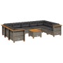 Gartensofa-Set, 10-teilig, mit grauen Polstern aus synthetischem Rattan von vidaXL, Gartensets - Ref: Foro24-3261984, Preis: ...