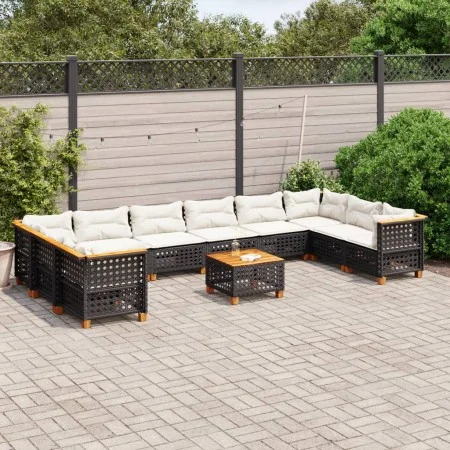 Garden sofa set 11 pieces and black synthetic rattan cushions by vidaXL, Garden sets - Ref: Foro24-3262028, Price: 858,77 €, ...