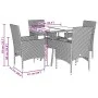 Set de comedor jardín 5 pzas con cojines ratán PE acacia negro by vidaXL, Garden sets - Ref: Foro24-3278712, Price: 341,68 €,...