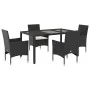 Garten-Essgruppe, 5-teilig, mit synthetischem Rattan, schwarzer Glasplatte und Kissen. von vidaXL, Gartensets - Ref: Foro24-3...