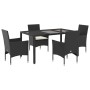 Set comedor jardín 5 pzas cojines ratán sintético vidrio negro by vidaXL, Garden sets - Ref: Foro24-3278539, Price: 365,84 €,...