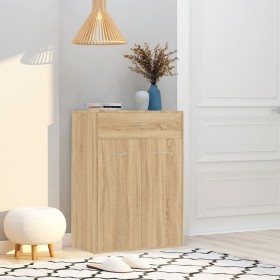 Mueble zapatero de madera contrachapada color roble 60x35x84cm
