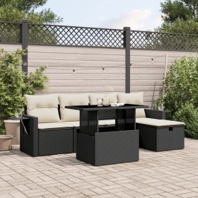 Set de sofás de jardín 6 piezas y cojines ratán sintético negro by vidaXL, Garden sets - Ref: Foro24-3274966, Price: 389,70 €...