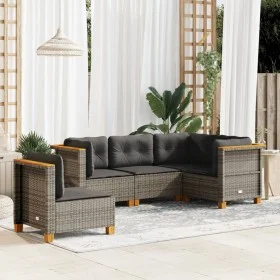Juego de sofás jardín con cojines 5 pzas ratán sintético gris by vidaXL, Garden sets - Ref: Foro24-3261834, Price: 386,44 €, ...
