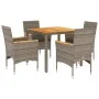 Set de comedor jardín 5 pzas con cojines ratán PE acacia gris by vidaXL, Garden sets - Ref: Foro24-3278634, Price: 396,20 €, ...