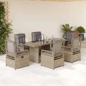 Garten-Essgruppe 7-teilig mit Kissen aus synthetischem Rattan in Beige. von vidaXL, Gartensets - Ref: Foro24-3262932, Preis: ...