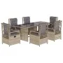 Set comedor de jardín 7 pzas con cojines ratán sintético beige by vidaXL, Garden sets - Ref: Foro24-3262932, Price: 767,15 €,...