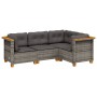 Gartensofagarnitur 4-teilig mit grauen Polstern aus synthetischem Rattan von vidaXL, Gartensets - Ref: Foro24-3261798, Preis:...