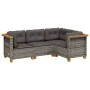 Set de sofás de jardín 4 pzas y cojines ratán sintético gris by vidaXL, Garden sets - Ref: Foro24-3261798, Price: 393,44 €, D...