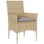 Garten-Essgruppe, 5-teilig, mit synthetischem Rattan, beigen Kissen und Glasplatte. von vidaXL, Gartensets - Ref: Foro24-3278...