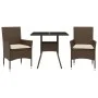 Garten-Essgruppe 3-teilig mit Kissen, aus synthetischem Rattan und braunem Glasplatte. von vidaXL, Gartensets - Ref: Foro24-3...