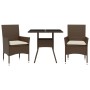 Set comedor jardín 3 pzas cojines ratán sintético vidrio marrón by vidaXL, Garden sets - Ref: Foro24-3278603, Price: 202,54 €...