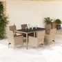 Set comedor jardín 7 pzas cojines ratán sintético vidrio beige by vidaXL, Garden sets - Ref: Foro24-3278660, Price: 572,10 €,...