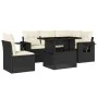 6-teiliges Gartensofa-Set und Kissen aus schwarzem Kunststoff-Rattan. von vidaXL, Gartensets - Ref: Foro24-3267906, Preis: 42...