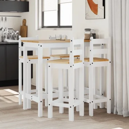 Set de bar 5 piezas madera maciza de pino blanco by vidaXL, Furniture sets for kitchens and dining rooms - Ref: Foro24-321707...