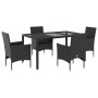 Garten-Essgruppe, 5-teilig, mit synthetischem Rattan, schwarzer Glasplatte und Kissen. von vidaXL, Gartensets - Ref: Foro24-3...