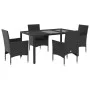 Garten-Essgruppe, 5-teilig, mit synthetischem Rattan, schwarzer Glasplatte und Kissen. von vidaXL, Gartensets - Ref: Foro24-3...