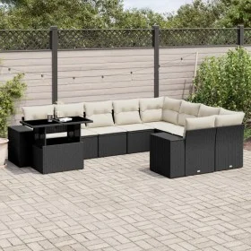 Gartensofa-Set, 10-teilig, mit schwarzen Kissen und synthetischem Rattan. von vidaXL, Gartensets - Ref: Foro24-3269396, Preis...