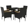 Garten-Essgruppe, 5-teilig, mit synthetischem Rattan, schwarzer Glasplatte und Kissen. von vidaXL, Gartensets - Ref: Foro24-3...