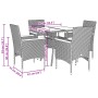 Garten-Essgruppe, 5-teilig, mit synthetischem Rattan, schwarzer Glasplatte und Kissen. von vidaXL, Gartensets - Ref: Foro24-3...
