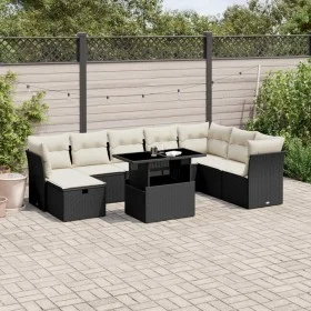 Set de sofás de jardín 8 piezas y cojines ratán sintético negro by vidaXL, Garden sets - Ref: Foro24-3274706, Price: 562,78 €...