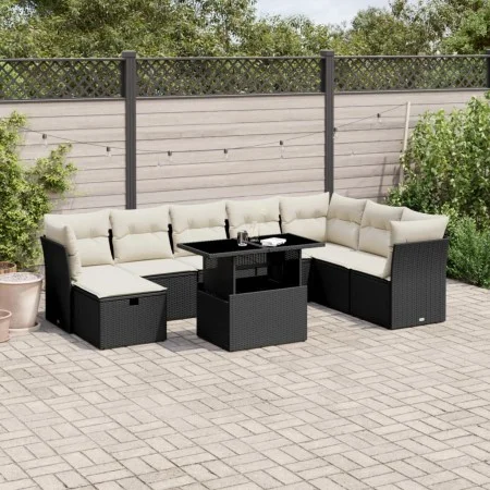 Set de sofás de jardín 8 piezas y cojines ratán sintético negro by vidaXL, Garden sets - Ref: Foro24-3274706, Price: 562,78 €...