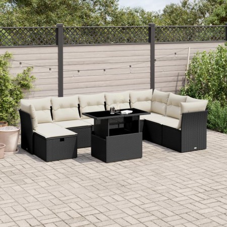 Set de sofás de jardín 8 piezas y cojines ratán sintético negro by vidaXL, Garden sets - Ref: Foro24-3274706, Price: 525,06 €...