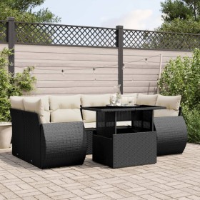 Set de sofás de jardín 7 pzas con cojines ratán sintético negro by vidaXL, Garden sets - Ref: Foro24-3268386, Price: 474,28 €...