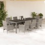Set comedor jardín 9 pzas y cojines ratán sintético vidrio gris by vidaXL, Garden sets - Ref: Foro24-3278591, Price: 657,73 €...