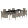 Garten-Essgruppe, 9-teilig, mit synthetischem Rattan und grauem Glas-Kissen. von vidaXL, Gartensets - Ref: Foro24-3278591, Pr...